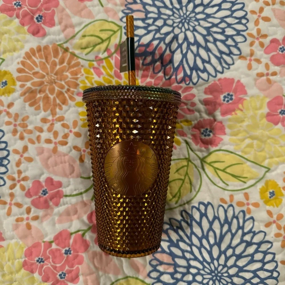 NEW Starbucks 50th Anniversary Ltd Edition Bronze/Gold Studded Tumbler - 16oz - Picture 1 of 2